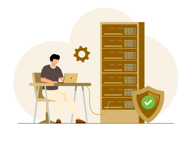Illustration of on-premises server racks